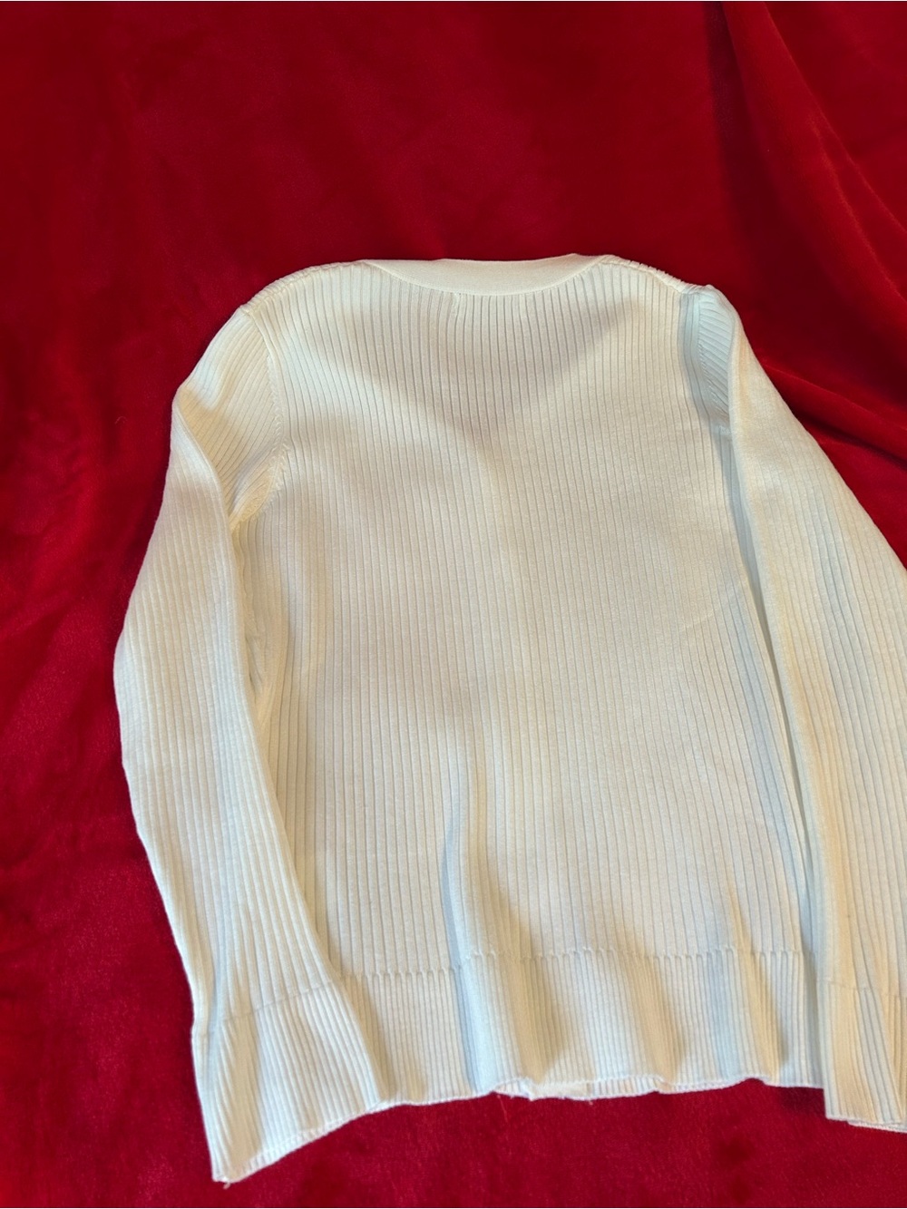 Grace Karin Ivory Ribbed Button-Front Cardigan - Picture 2 of 2